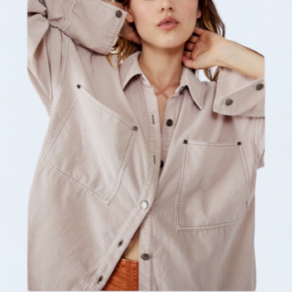 New We The Free x Free People Buttondown Baby Corduroy Oversized Top / Jacket - Picture 2 of 15